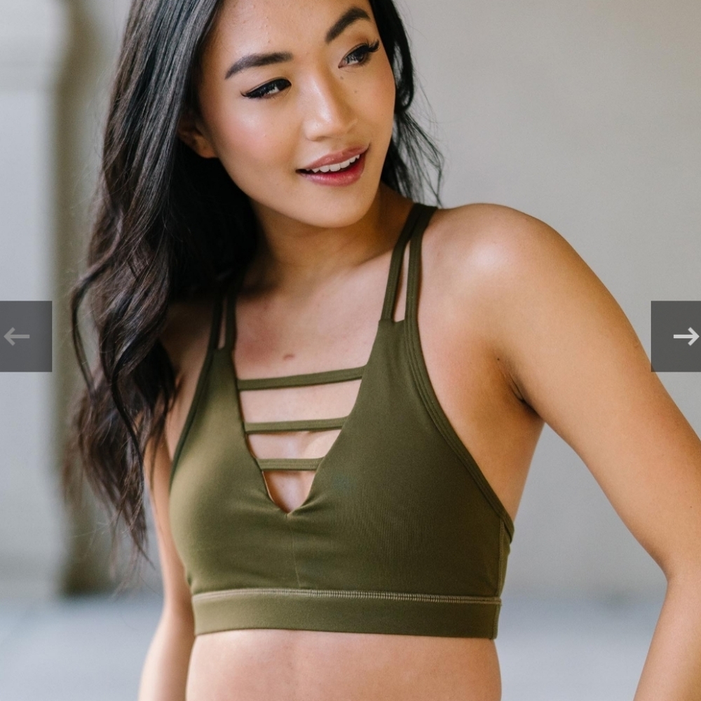 ZYIA Olive Green Strappy Sports Bra